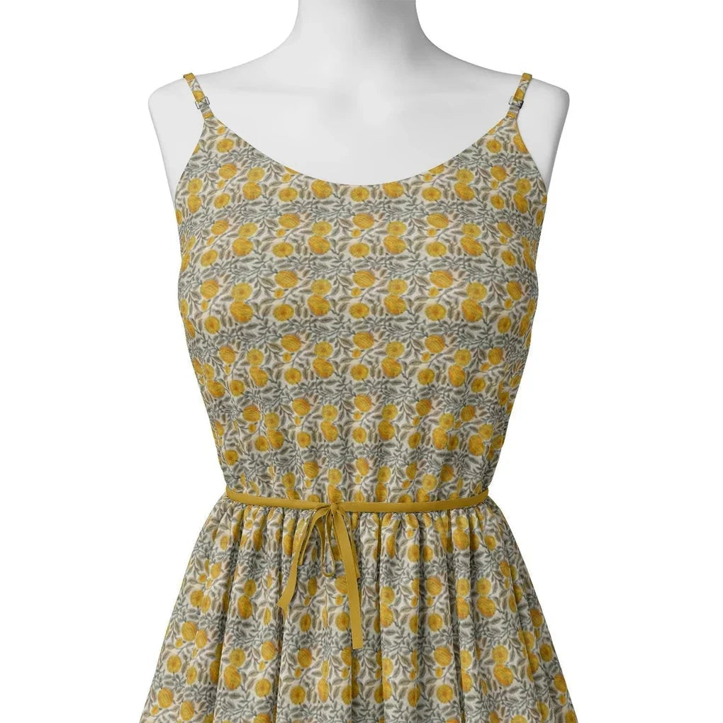 Repeat Yellow Calico Flower With Buds Digital Printed Fabric – js 0 ma05809 110 repeat yellow calico flower with buds digital printed fabric 2