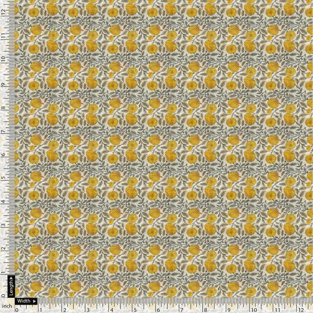 Repeat Yellow Calico Flower With Buds Digital Printed Fabric – js 0 ma05809 110 repeat yellow calico flower with buds digital printed fabric 5