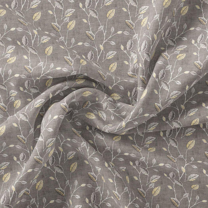 Brown Leaves With Stalk Digital Printed Fabric - FAB VOGUE Studio®
