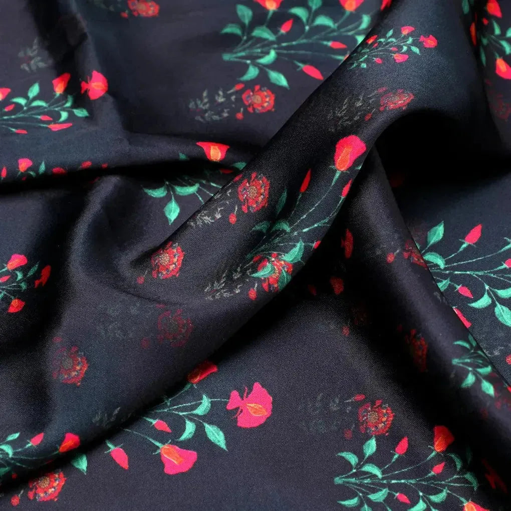 Red Flower over Black Base Difgital Printed Fabric – js 0 ma06441 110 red flower over black base difgital printed fabric 3