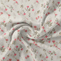 Pink Botanical Flower With Leaves Digital Printed Fabric – js 0 ma06481 110 pink botanical flower with leaves digital printed fabric 1