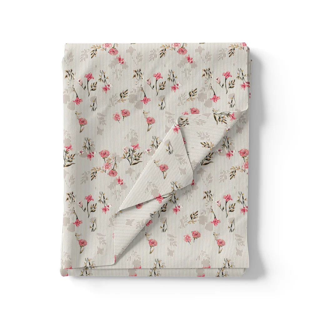 Pink Botanical Flower With Leaves Digital Printed Fabric – js 0 ma06481 110 pink botanical flower with leaves digital printed fabric 3