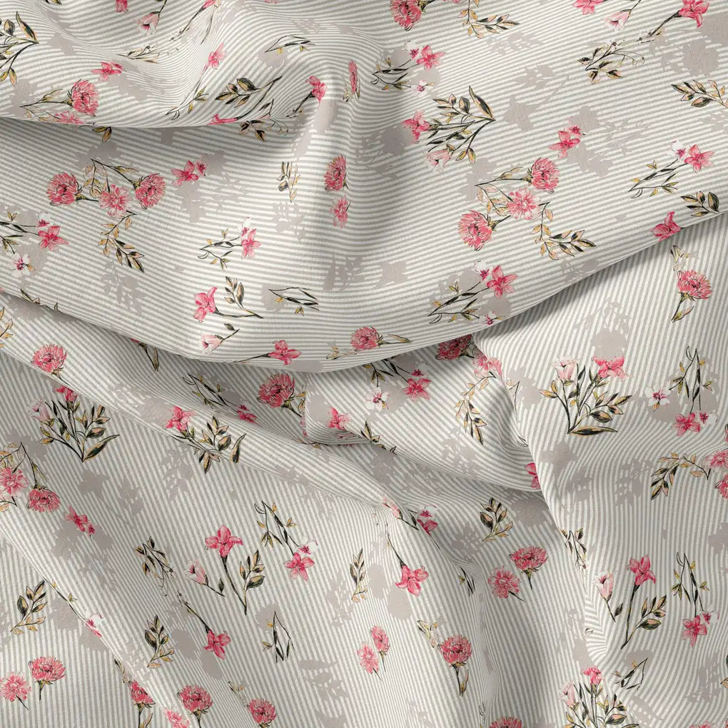 Pink Botanical Flower With Leaves Digital Printed Fabric – js 0 ma06481 110 pink botanical flower with leaves digital printed fabric 4