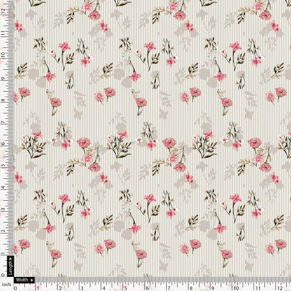 Pink Botanical Flower With Leaves Digital Printed Fabric – js 0 ma06481 110 pink botanical flower with leaves digital printed fabric 5