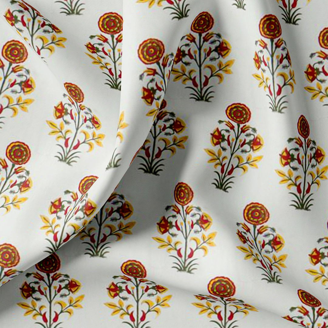 Multicolor Floral & Leaves Semless Printed Fabric - FAB VOGUE Studio®