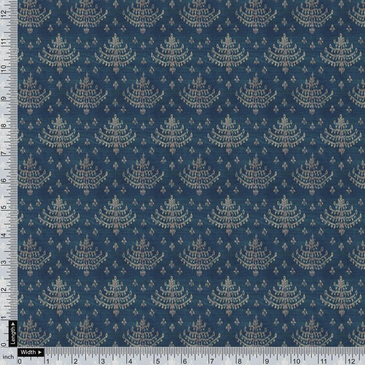Suzani Over Blue Base Digital Printed Fabric - FAB VOGUE Studio®