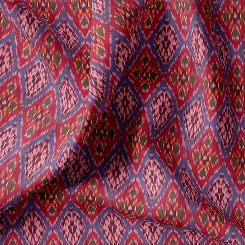 Maroon Ikat-Patola Type Pattern Design Printed Fabric – js 0 ma08322 110 maroon ikat patola type pattern design printed fabric 1