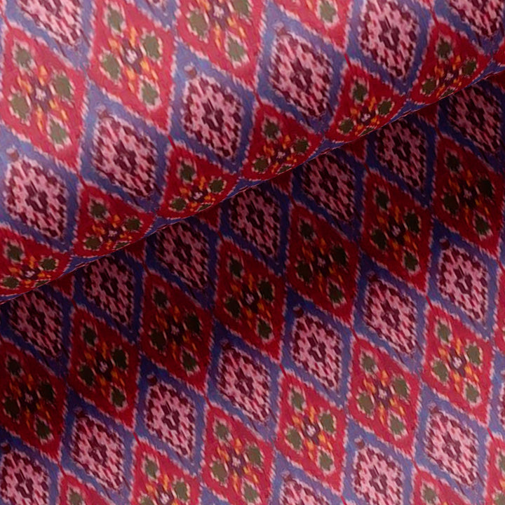 Maroon Ikat-Patola Type Pattern Design Printed Fabric - FAB VOGUE Studio®