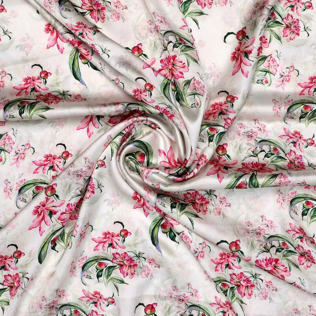 Beautifull Pink Calendula Flower Digital Printed Fabric - Japan Satin – js 0 ma08529 110 beautifull pink calendula flower digital printed fabric japan satin 1