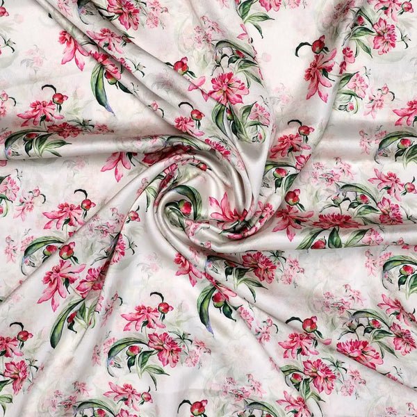 Beautifull Pink Calendula Flower Digital Printed Fabric - Japan Satin – js 0 ma08529 110 beautifull pink calendula flower digital printed fabric japan satin 1