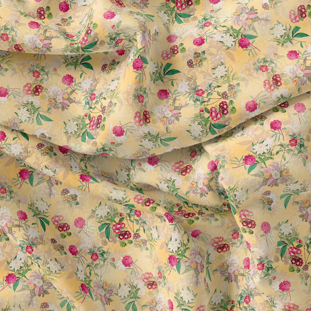 White Lily With Cherry Blossom Floral Flower Digital Printed Fabric – js 0 ma08613 110 white lily with cherry blossom floral flower digital printed fabric 4