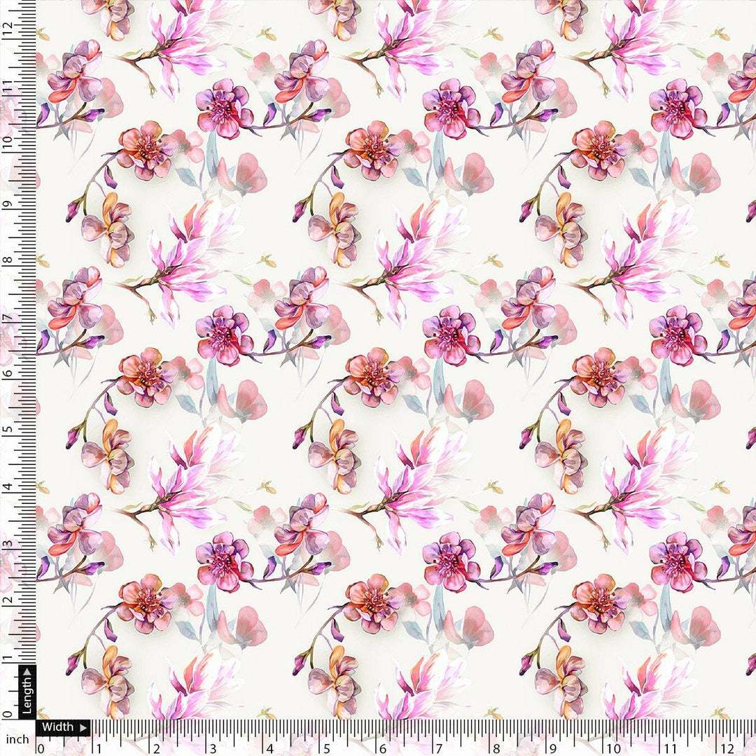 Morden Rainbow Chintz Floral Flower Digital Printed Fabric - Japan Satin - FAB VOGUE Studio®