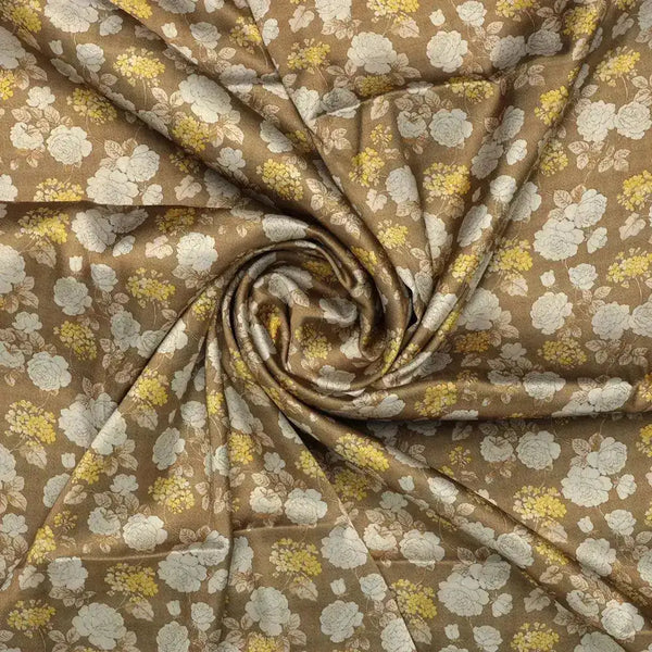 Beautiful Floral Vine Over Brown Base Digital Printed Fabric – js 0 ma09110 110 beautiful floral vine over brown base digital printed fabric 1