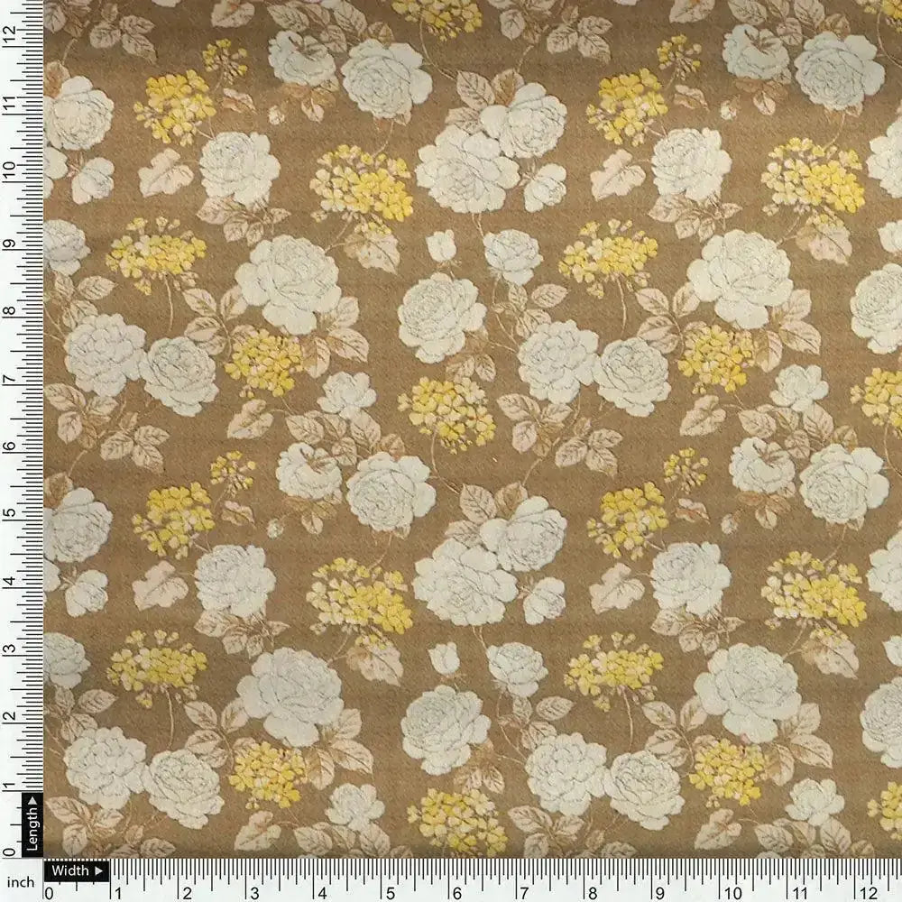 Beautiful Floral Vine Over Brown Base Digital Printed Fabric – js 0 ma09110 110 beautiful floral vine over brown base digital printed fabric 4