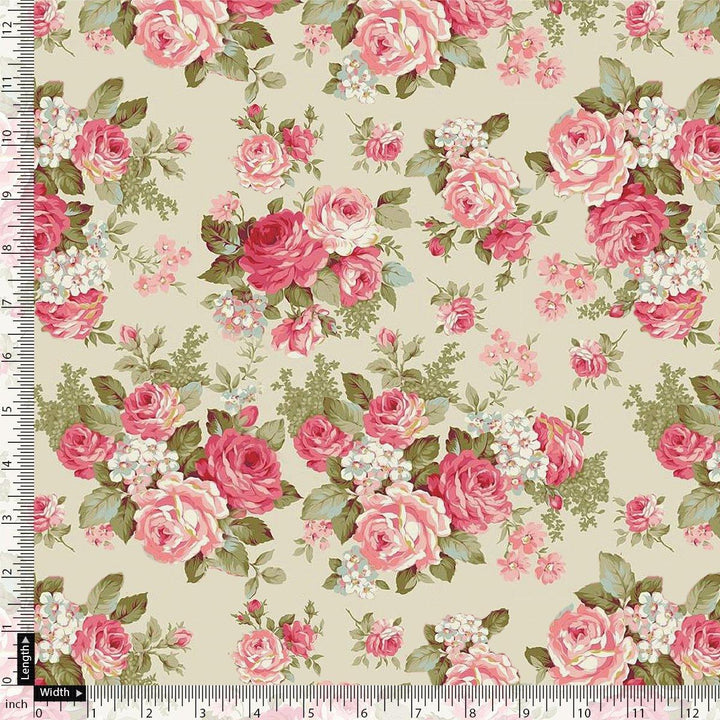 Bunch Of Flower White Orchid Digital Printed Fabric - FAB VOGUE Studio®