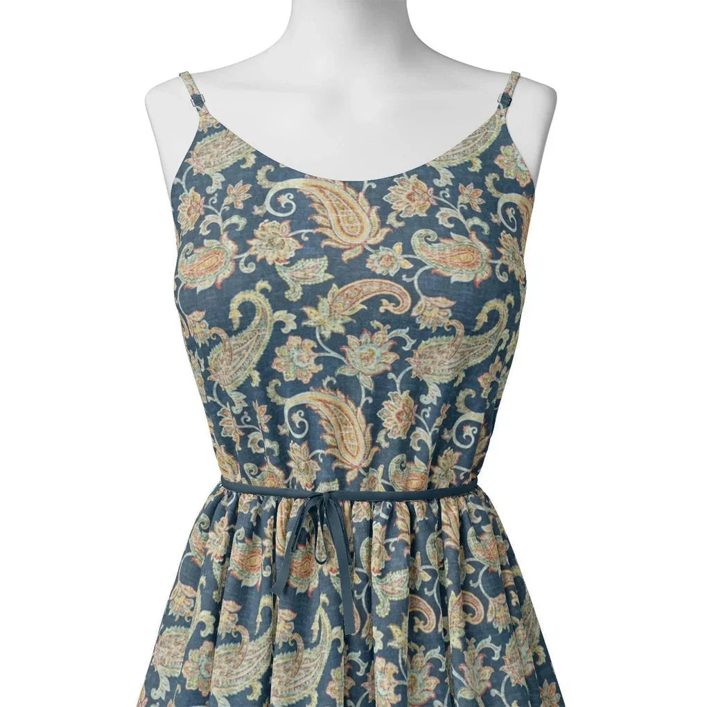 Multi color Paisley Over Blue Base Digital Printed Fabric – js 0 ma09827 110 multi color paisley over blue base digital printed fabric 2