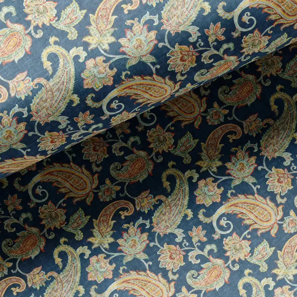 Multi color Paisley Over Blue Base Digital Printed Fabric – js 0 ma09827 110 multi color paisley over blue base digital printed fabric 3
