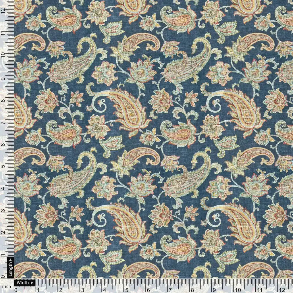 Multi color Paisley Over Blue Base Digital Printed Fabric – js 0 ma09827 110 multi color paisley over blue base digital printed fabric 4