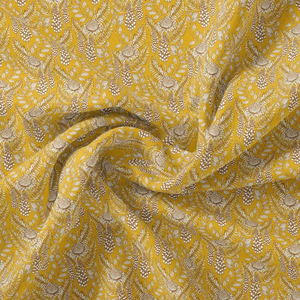Silver Baroque Flower With Yellow Background Digital Printed Fabric – js 0 ma3504 110 silver baroque flower with yellow background digital printed fabric 1