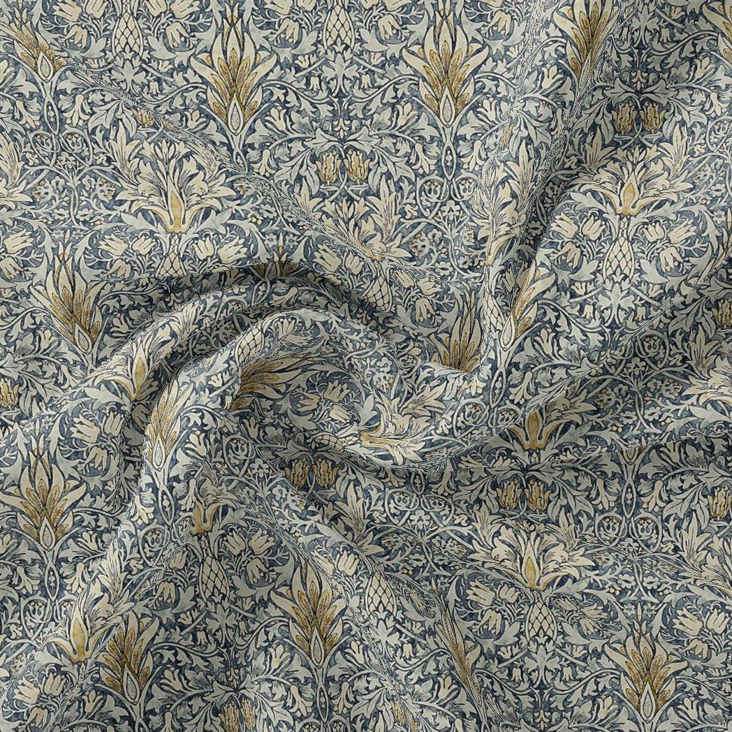 Damask Patterns On Yukon Gold Digital Printed Fabric - FAB VOGUE Studio®