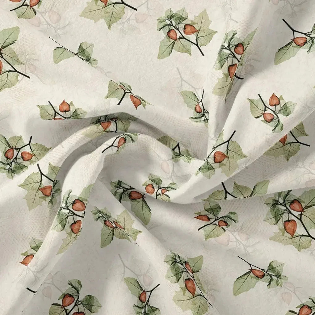 Colico Bunch Green With Orange Seads Digital Printed Fabric – js 0 ta 06264 110 colico bunch green with orange seads digital printed fabric 1