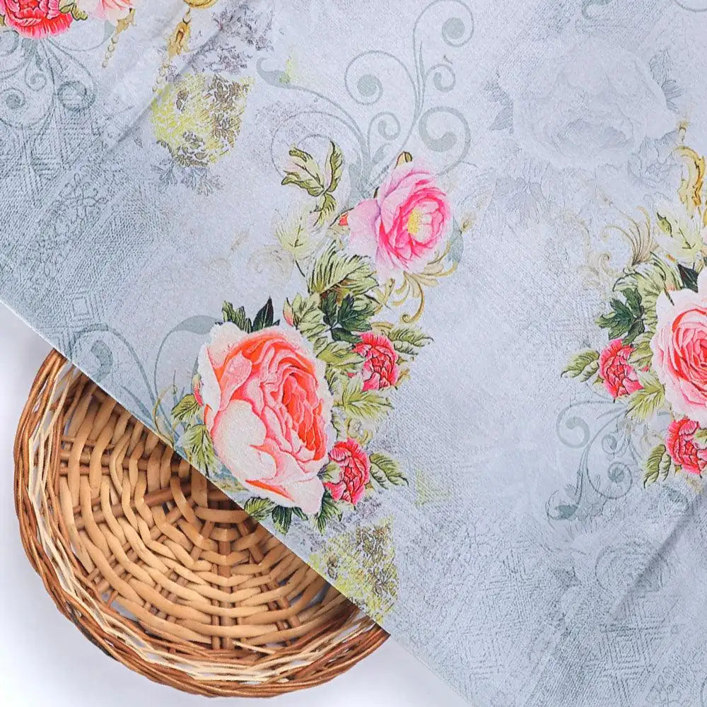 Bright Vintage Pink With Orange Rose Digital Printed Fabric - Japan Satin – js 0 ta 06446 110 bright vintage pink with orange rose digital printed fabric japan satin 3