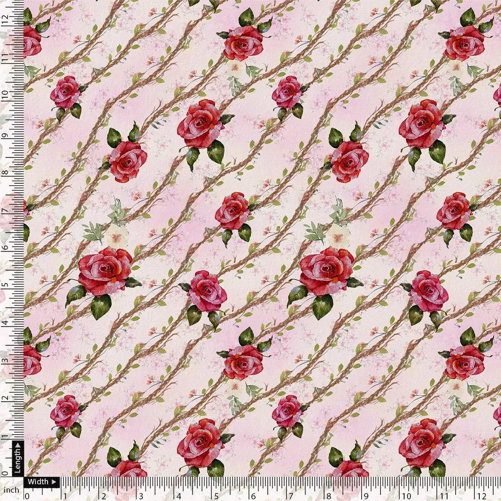 Autumnal Red Roses With Leaves Digital Printed Fabric – js 0 ta 06478 110 autumnal red roses with leaves digital printed fabric 4