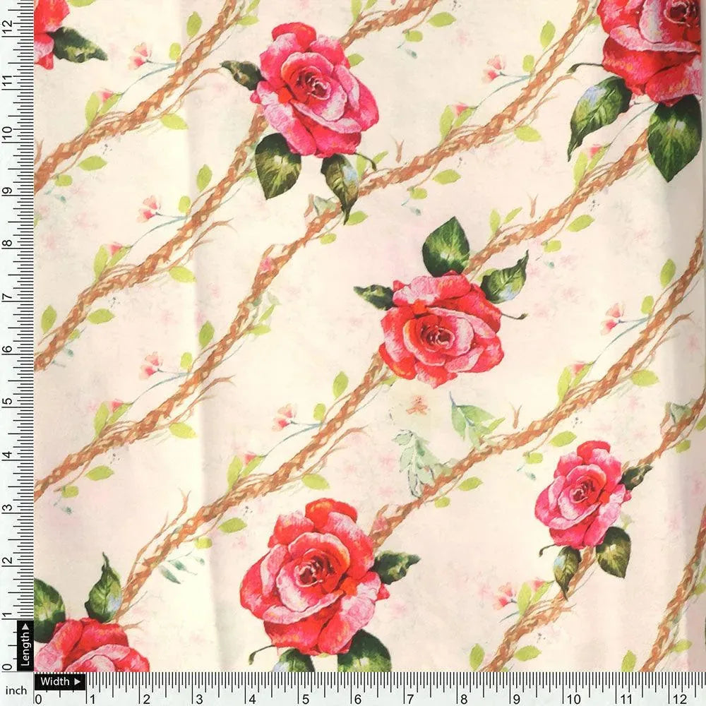 Autumnal Red Roses With Leaves Digital Printed Fabric - Japan Satin – js 0 ta 06478 110 autumnal red roses with leaves digital printed fabric japan satin 4