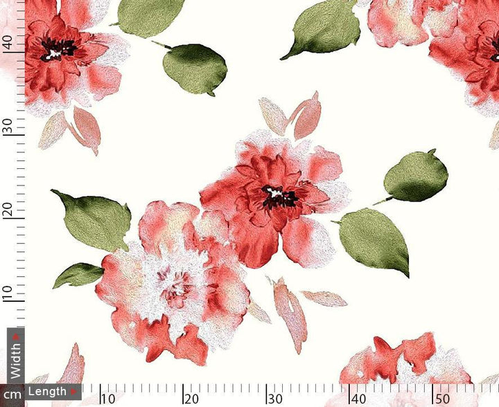 Red Flower Repeat Digital Printed Fabric - FAB VOGUE Studio®
