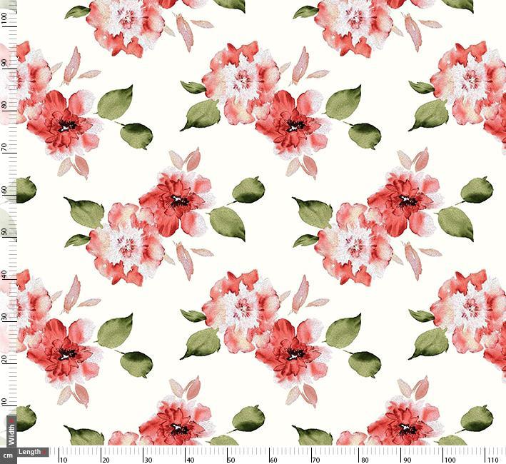 Red Flower Repeat Digital Printed Fabric - FAB VOGUE Studio®