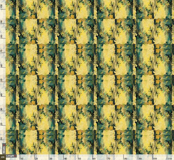 Rustic Green And Yellow Block Repeat Digital Printed Fabric - FAB VOGUE Studio®