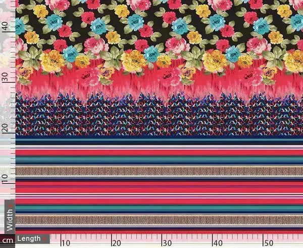 Stripes With Flower Digital Printed Fabric – js 0 ta0008 110 stripes with flower digital printed fabric 2 - alternate view
