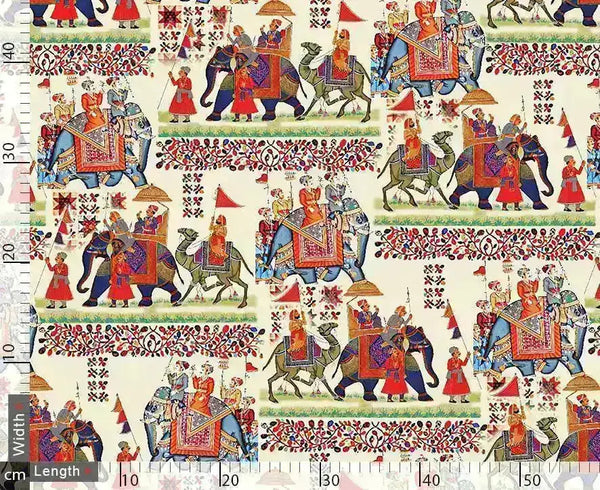 Stylized Camel And Elephant Repeat Digital Printed Fabric – js 0 ta0012 110 stylized camel and elephant repeat digital printed fabric 2 - alternate view