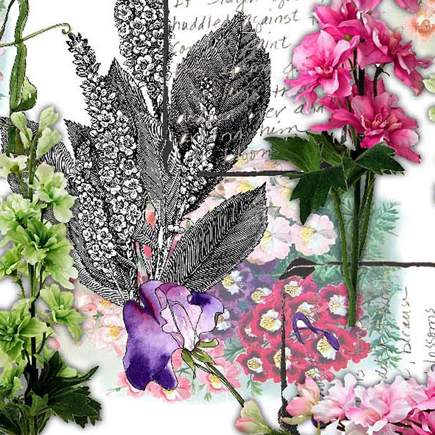 Typographic Floral Repeat Digital Printed Fabric - FAB VOGUE Studio®