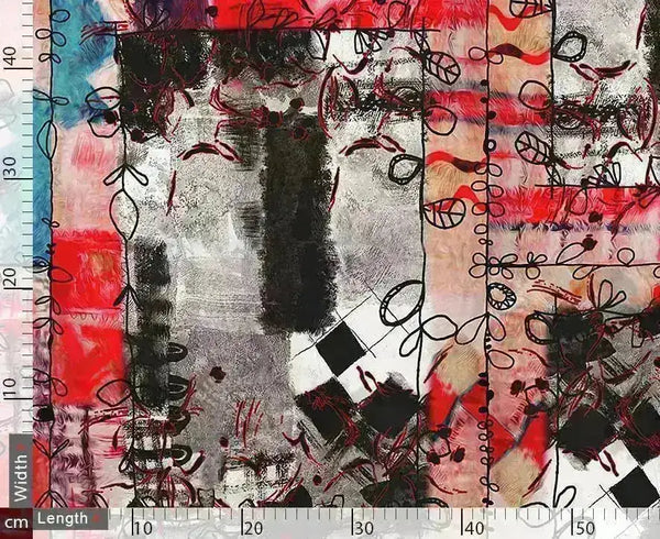 Red And Grey Square Block Repeat Digital Printed Fabric – js 0 ta0018 110 red and grey square block repeat digital printed fabric 2 - alternate view