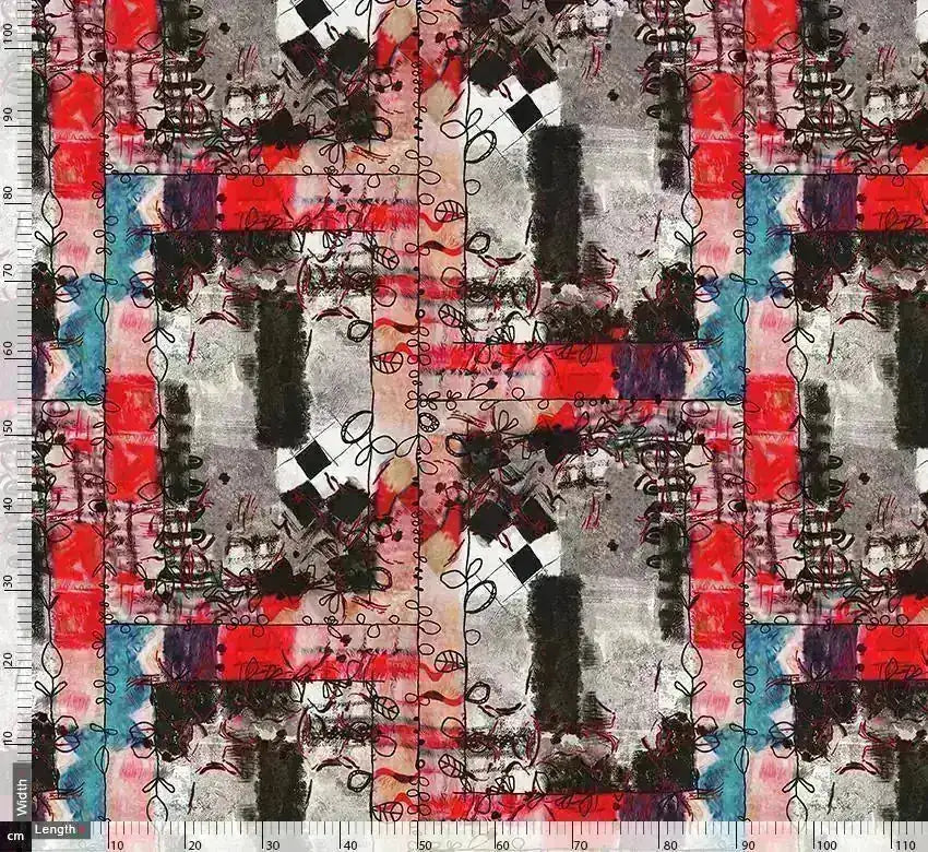 Red And Grey Square Block Repeat Digital Printed Fabric – js 0 ta0018 110 red and grey square block repeat digital printed fabric 3