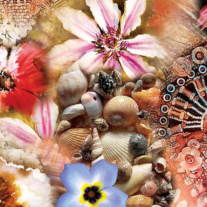 Shells And Flowers Digital Printed Fabric - FAB VOGUE Studio®