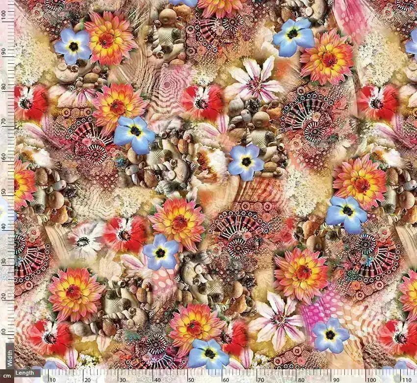 Shells And Flowers Digital Printed Fabric – js 0 ta0020 110 shells and flowers digital printed fabric 3