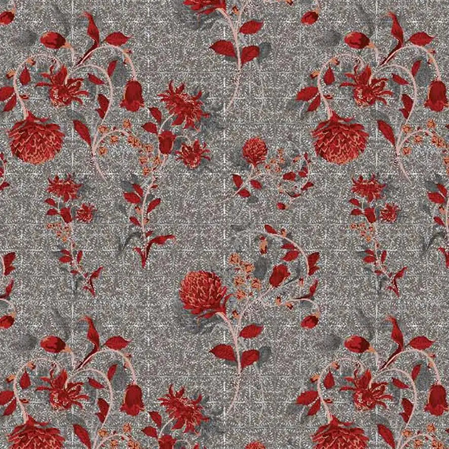 Vintage Look Red Flower Digtal Printed Fabric – js 0 ta0057 110 vintage look red flower digtal printed fabric 1