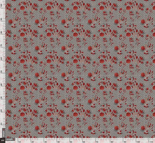 Vintage Look Red Flower Digtal Printed Fabric – js 0 ta0057 110 vintage look red flower digtal printed fabric 2 - alternate view