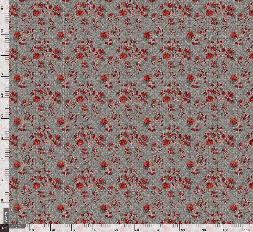 Vintage Look Red Flower Digtal Printed Fabric – js 0 ta0057 110 vintage look red flower digtal printed fabric 2