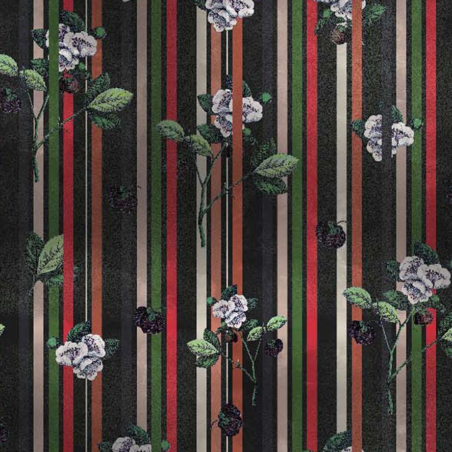 Stripes And Flower Digtal Printed Fabric - FAB VOGUE Studio®