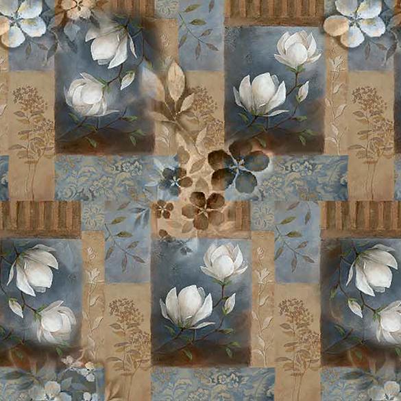 White Flower Brown Block Repeat - FAB VOGUE Studio®