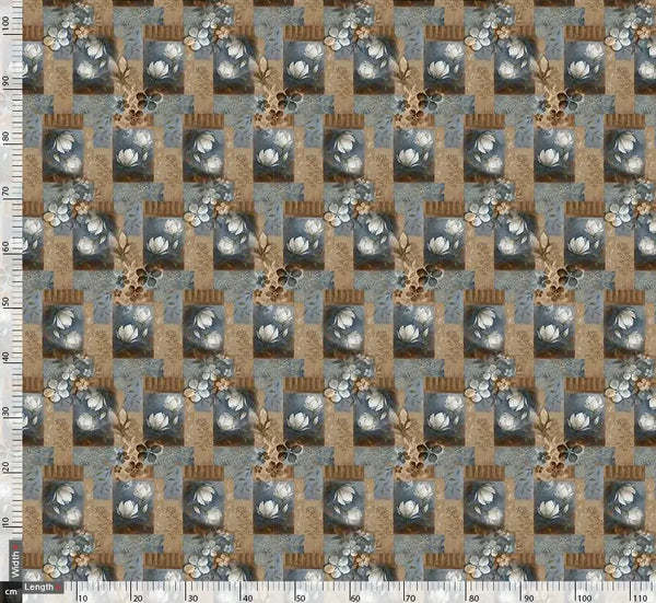 White Flower Brown Block Repeat – js 0 ta0086m1 110 white flower brown block repeat 2 - alternate view