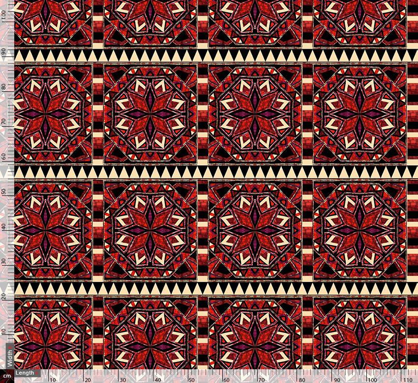 Traditional Red Abstract Motif - FAB VOGUE Studio®