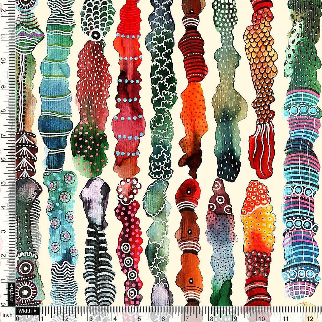 Colourful Round Stripes Digital Printed Fabric - FAB VOGUE Studio®