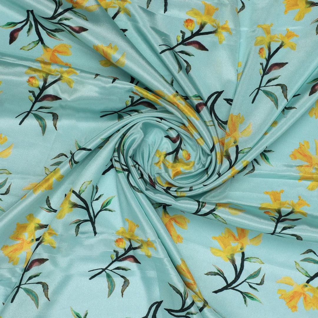 Seamles Yellow Floral Digital Printed Fabric - FAB VOGUE Studio®