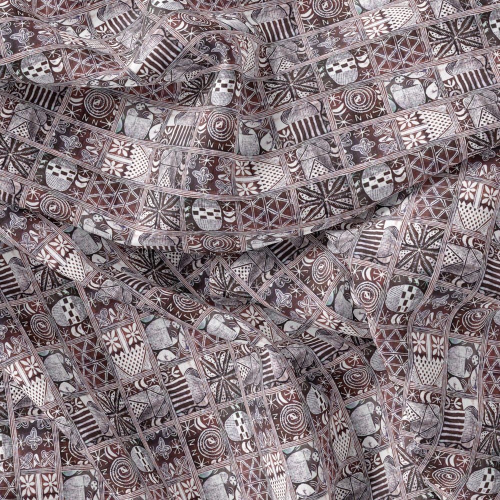 Greek Art Of Multitype Pattern Digital Printed Fabric - FAB VOGUE Studio®