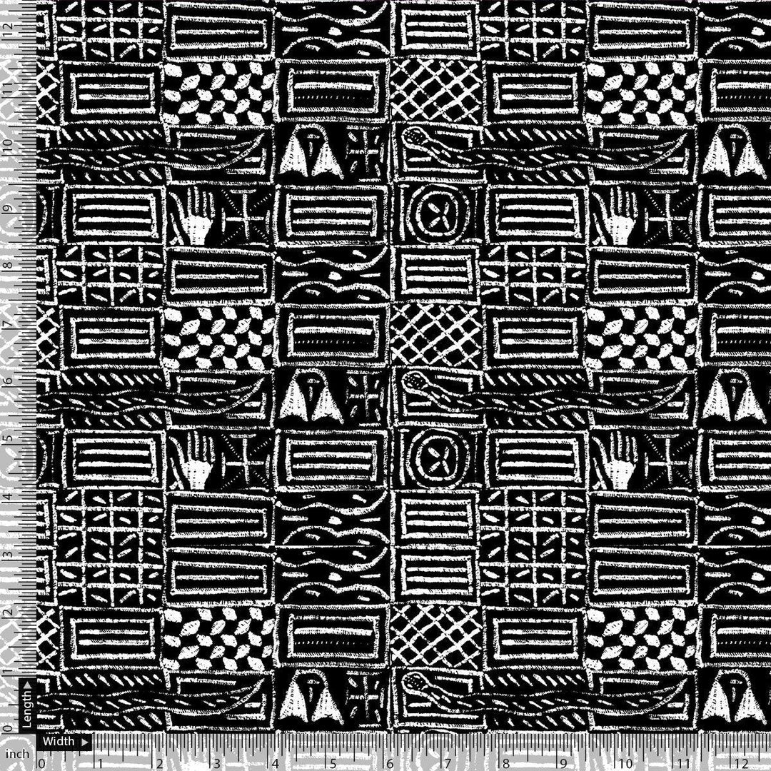 French Black And White Ghost Digital Printed Fabric - FAB VOGUE Studio®