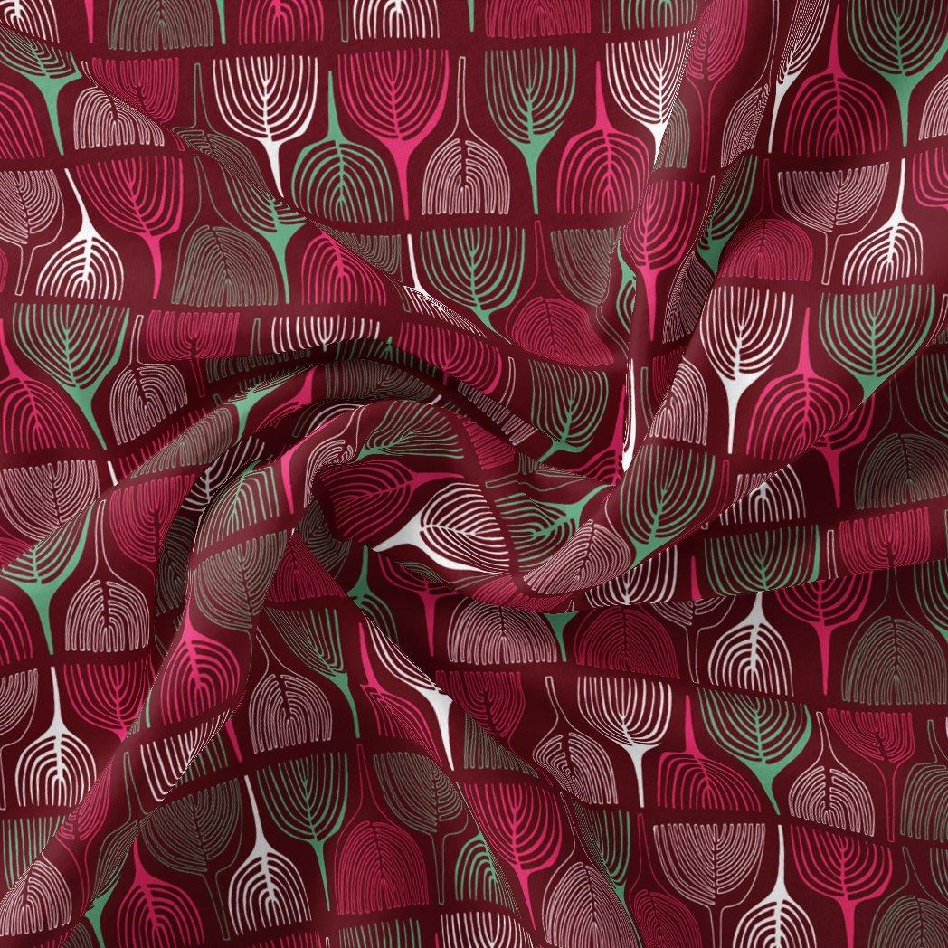 Bold Colourful Mahogany Leaf Digital Printed Fabric - FAB VOGUE Studio®